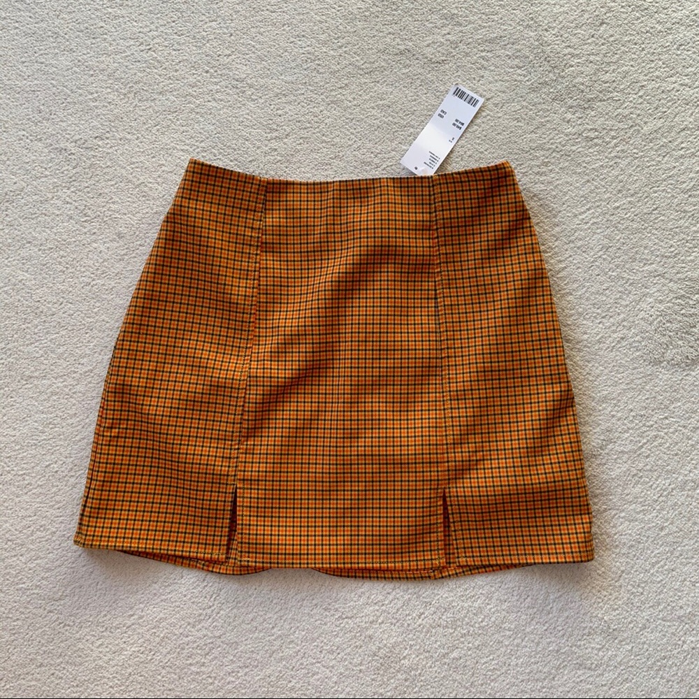UO plaid double notched skirt